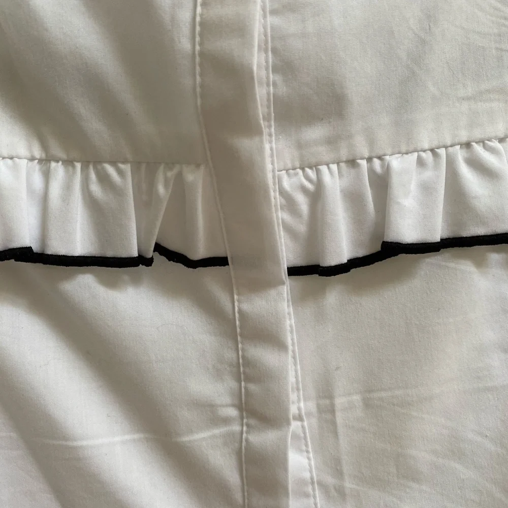 Zara Ruffle Trim Button Back Poplin Shirt XS - Picture 5 of 5